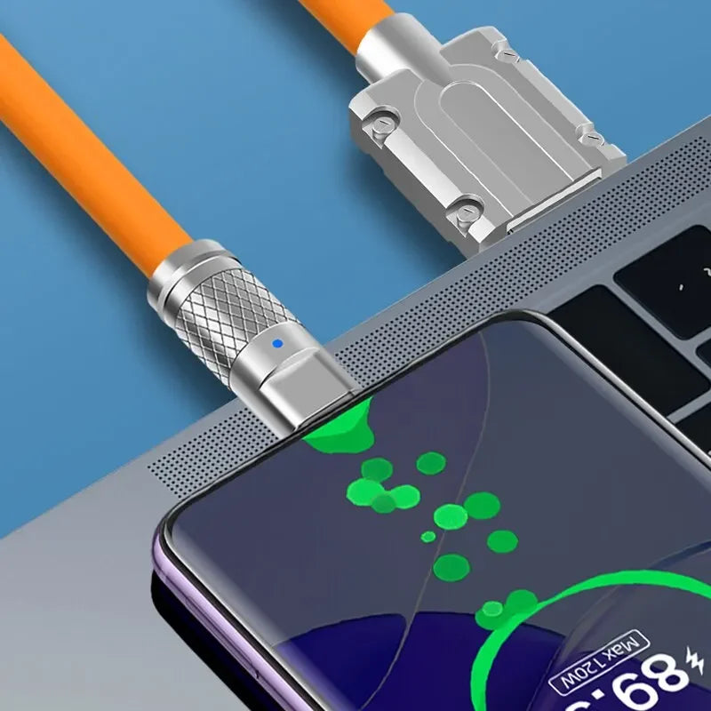 120W 7A USB C Fast Charging Cable 180 Degree Rotating Elbow