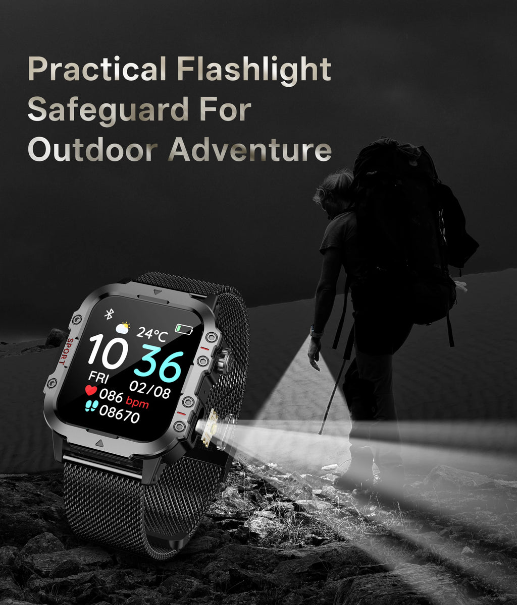 2026 New Military Smart Watch Men IP67 3ATM Outdoor