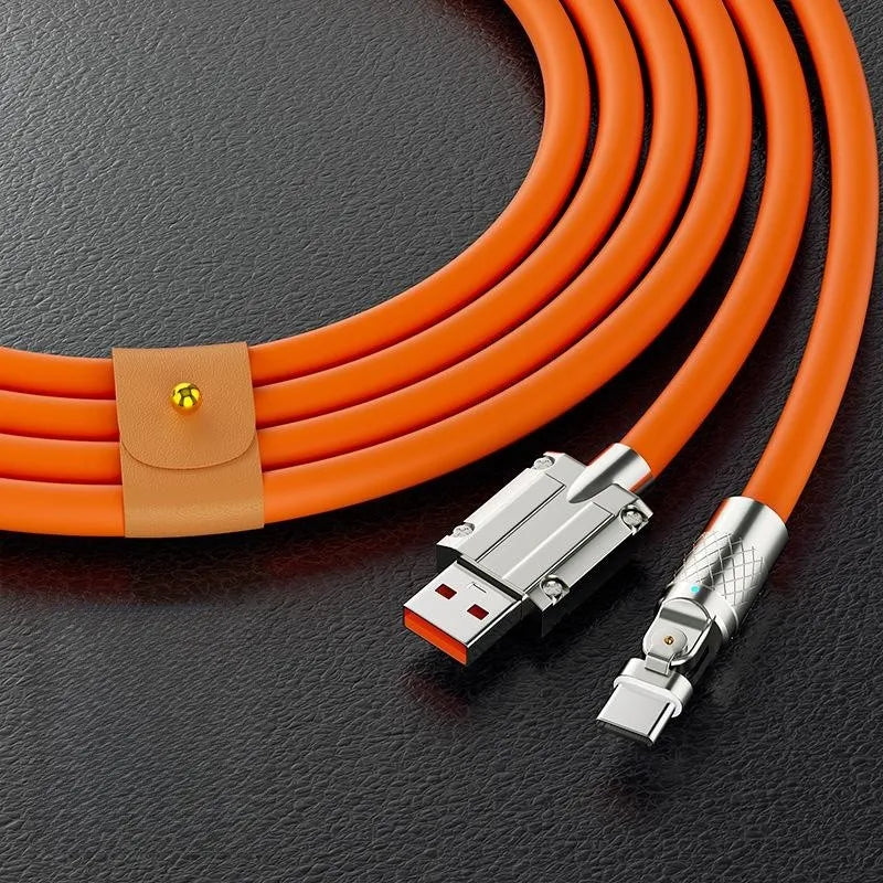 120W 7A USB C Fast Charging Cable 180 Degree Rotating Elbow