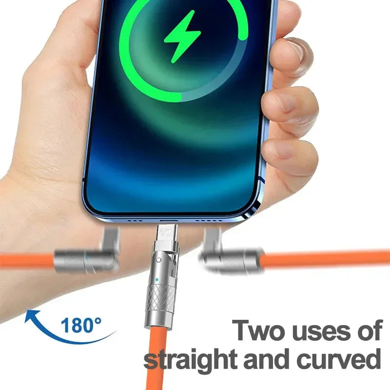 120W 7A USB C Fast Charging Cable 180 Degree Rotating Elbow